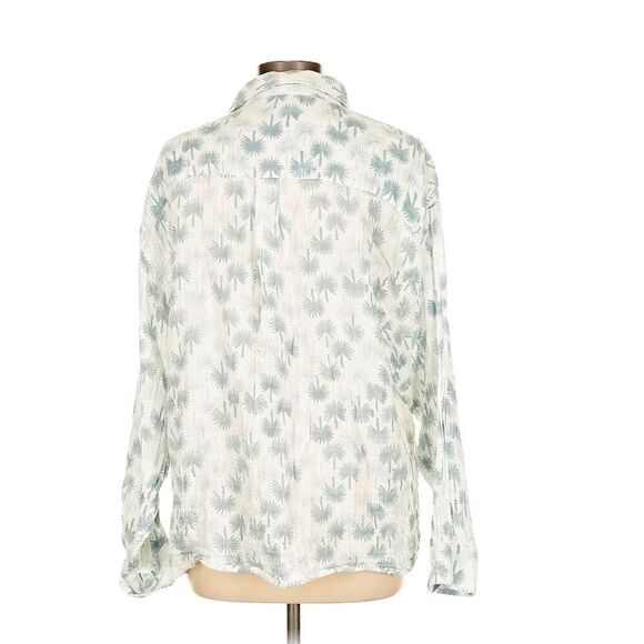 MAREA APRES BEACH SHIRT 100% Cotton Grey Shady Palm Tree Button Down Resort wear - Picture 5 of 8